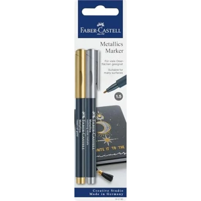 Afbeelding van Faber Castell Creative Studio Metallics Marker, hart van goud/niets anders metalen, voor kunst, ambacht, tekenen, schetsen, thuis, school, universiteit, kleuren