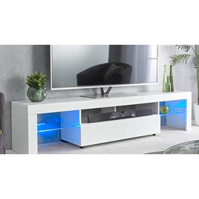Afbeelding van MMT Furniture Designs TV kabinet, Gebouwd Hout, Wit, 200cm (b) x 40cm (d) 45cm (h)