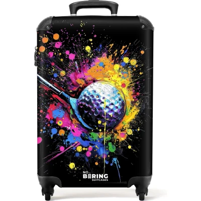 Afbeelding van NoBoringSuitcases.com® Handbagage koffer lichtgewicht Reiskoffer trolley Golf met graffiti Rolkoffer wieltjes Past binnen 55x40x20 en 55x35x25