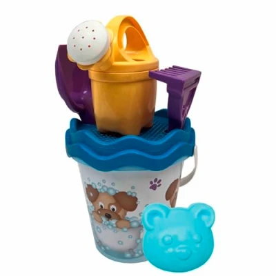 Afbeelding van Simba 107114647 Hond emmerset, 6 delen, emmer, zeef, zandfrom, schep, hark, gieter, H: 16 cm, D: 17 cm