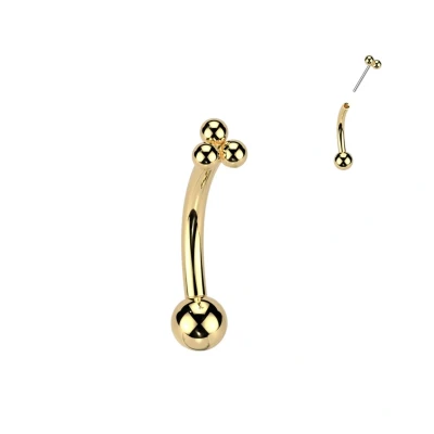 Afbeelding van Piercing curved titanium triangular goud 1.2x8