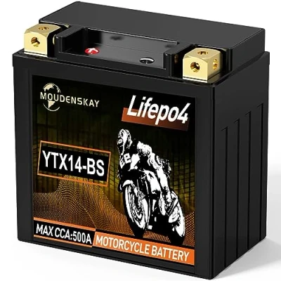 Afbeelding van MOUDENSKAY lithium motoraccu 12V powersportaccu met BMS (YTX14 BS 12,8V 6Ah 500CCA) LiFePO4 startaccu&#039;s voor motorfietsen, ATV, UTV, scooters enz.