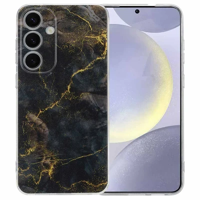 Afbeelding van Samsung Galaxy S25 Plus Hoesje Siliconen en TPU (zacht) imoshion Backcover/Softcase Black Marble Telefoonhoesje