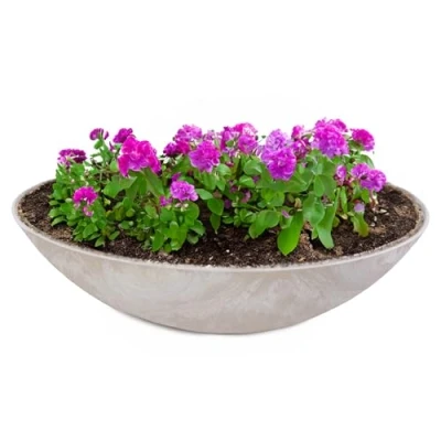 Afbeelding van matches21 HOME &amp; HOBBY Grote plantenbak voor buiten in 45 cm beige zand gemarmerd als weerbestendige bloemenschaal decoratieve schaal