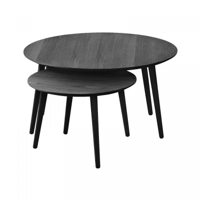 Afbeelding van Nordic Home Heidi ronde salontafels set van 2 zwart Hout