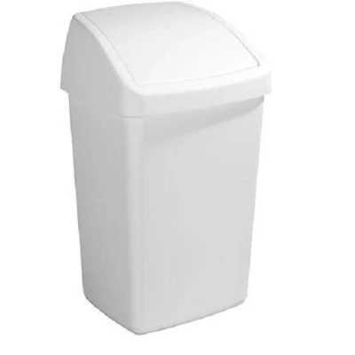 Afbeelding van Sunware Delta Prullenbak met Swingdeksel 50 liter, 39,5 x 34,5 66,5 cm wit