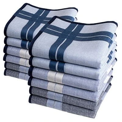 Afbeelding van Merrysquare Zakdoeken stof heren groot formaat 40 cm x 12 stuks 100% katoen model HAMILTON