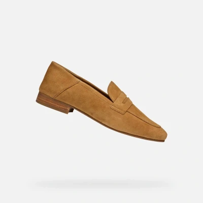 Afbeelding van Geox Mantinea Instappers, Dames, Maat: 38.5, Cognac Veloursleer
