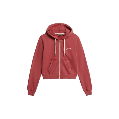 Afbeelding van Superdry Vrouwen Essential Logo Korte Hoodie met Rits Rood Grootte: 38