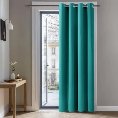 Afbeelding van Deconovo Verduisteringsgordijnen Eenvoudig te Installeren, Turquoise, Ondoorzichtige Gordijnen met Ringen voor Slaapkamer, 132x214 cm (B x H), 1 stuk