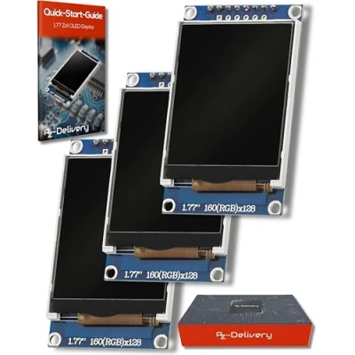 Afbeelding van AZDelivery 3 x SPI TFT Display met 1,77 inch ST7735 en 128x160 Pixels compatibel Arduino Inclusief E Book!