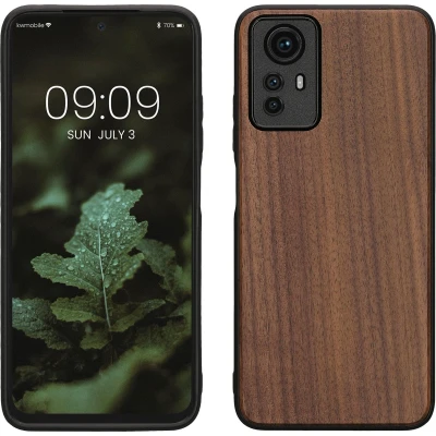 Afbeelding van kwmobile telefoonhoesje geschikt voor Xiaomi Redmi Note 12S Hoesje met bumper in donkerbruin Backcover walnoothout