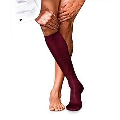 Afbeelding van FALKE Heren Kniekousen No. 9 M KH Katoen Lang eenkleurig 1 Paar, Rood (Barolo 8596), 39 40