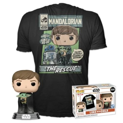Afbeelding van Funko Pop! &amp; Tee: Star Wars: The Mandalorian Luke Skywalker with Grogu L
