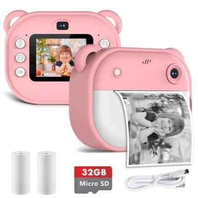Afbeelding van Kindercamera Instant Camera, 1080P Digitale Camera voor Kinderen, Instantcamera Meisjes en Jongens met 32GB Kaart Printpapier