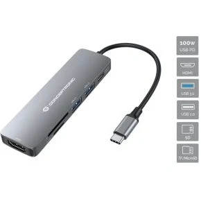 Afbeelding van Hub USB Conceptronic 110517507201 Grijs
