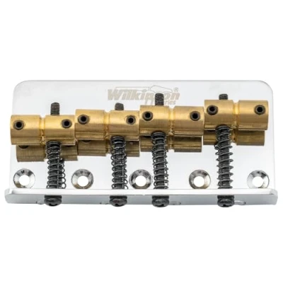 Afbeelding van Wilkinson WOB41 57mm 4 snarige Basgitaar Brug Messing Zadels voor Precision/Jazz Bass, Chroom