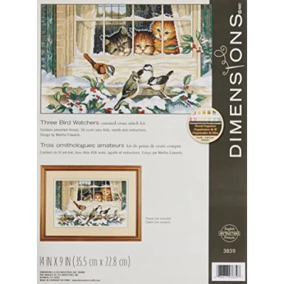Afbeelding van Dimensions Counted Cross Stitch Kit 14&quot;X9&quot; Three Bird Watchers (18 Count)