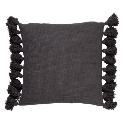 Afbeelding van Dutch Decor RUBY Kussenhoes 45x45 cm 100% katoen met flosjes Charcoal Gray antraciet