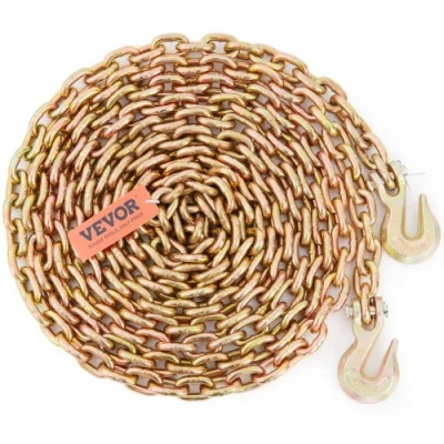 Afbeelding van VEVOR trekketting 8 mm x 6 m transportketting 2222 kg draagvermogen G80 transportbinderketting stalen bosbouwketting ketting robuuste voor heffen, laden, slepen en vastbinden etc.