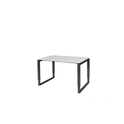 Afbeelding van Domino Plus bureau, hoogte instelbaar (62 85cm) met 120x80cm &#039;zwevend&#039; krijtwit 25mm blad en zwart (RAL9011) O poot frame
