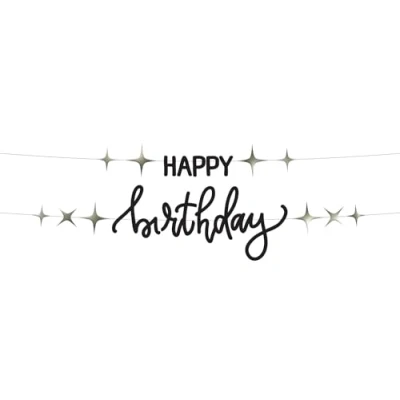 Afbeelding van Folat Crème noir letterslinger happy birthday 1 meter