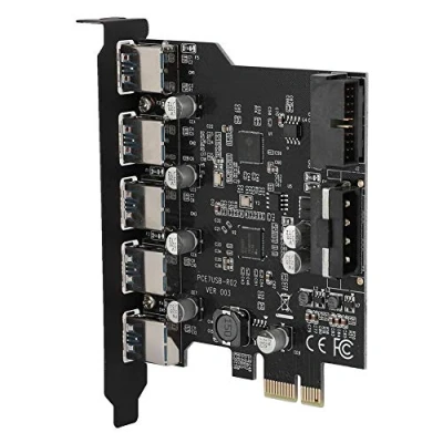 Afbeelding van PCI E naar 5 poorts USB 3.0 Express kaart, kaart met interne 19 pins connector, uitbreidingskaart ondersteunt UASP