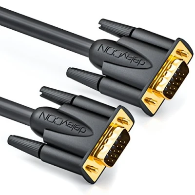 Afbeelding van deleyCON 7,5m VGA Kabel 15 Pins S Monitorkabel D Sub Stekker 1080p Full HD 3 Voudig Afgeschermd Knikbeveiliging Vergulde Contacten Zwart