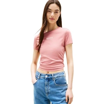 Afbeelding van Tommy Jeans SLIM Essential LOGO TEE Tshirt basic, Dames, Maat: 32, Tahiti berry