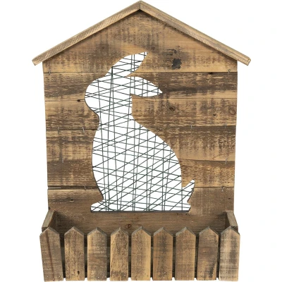 Afbeelding van Clayre &amp; Eef Planthouder 37x11x48 cm Bruin Hout Konijn Bloempot