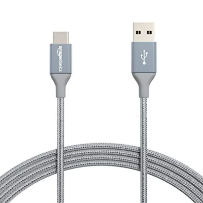 Afbeelding van AmazonBasics dubbel gevlochten nylon usb type C naar A 2.0 mannelijk kabel 3 m, donkergrijs