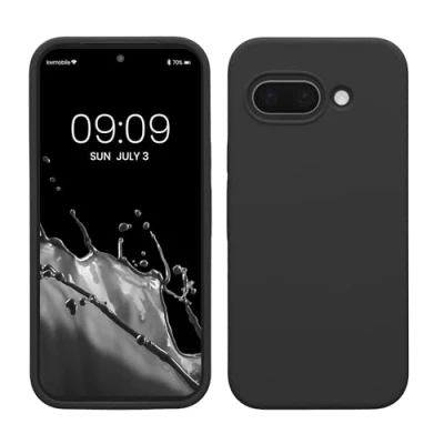 Afbeelding van kwmobile telefoonhoesje geschikt voor Google Pixel 9a Hoesje met siliconen coating Smartphone case in mat zwart