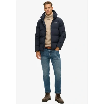 Afbeelding van Superdry Hooded BOXY Puffer Winterjas, Heren, Maat: Large, Eclipse navy
