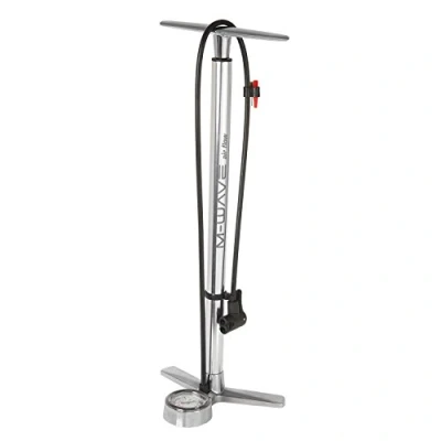 Afbeelding van M Wave fietspomp met manometer aluminium 61 cm zilver