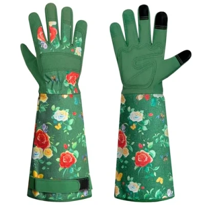 Afbeelding van lange tuinhandschoenen voor vrouwen en mannen,Ademende comfortabele lederen tuinhandschoenen,Tuinhandschoen met extra onderarm bescherming,Tuinhandschoenen tuinieren,Plukken,Plant