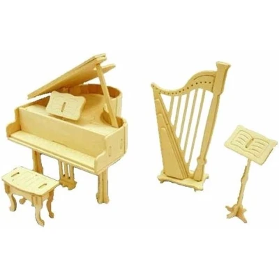 Afbeelding van Speelgoed poppenhuis muziekinstrumenten Houten bouwpakketten