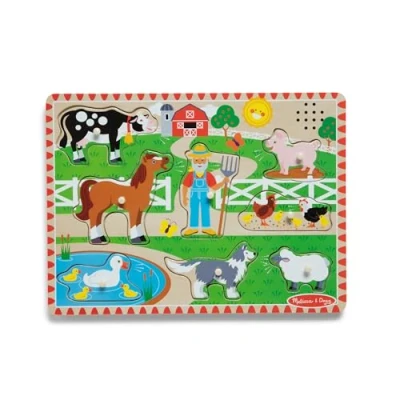 Afbeelding van Melissa &amp; Doug soundpuzzel van hout Old MacDonald Coloms boerderij (8 delen)