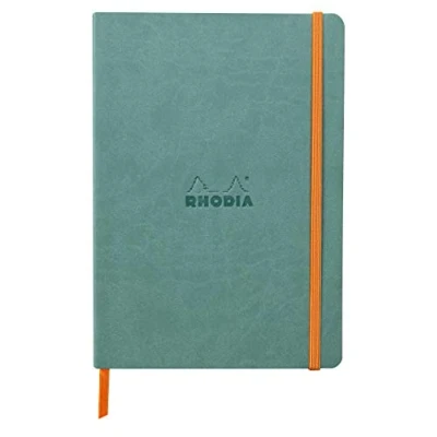Afbeelding van Rhodia 117377C Notitieboek, softcover, Rhodiarama, DIN A5, 14,8 x 21 cm, 80 vellen, gelinieerd, Clairefontainepapier, ivoor, 90 g bladwijzers, elastieksluiting, cover van kunstleder aquablauw, 1 stuk