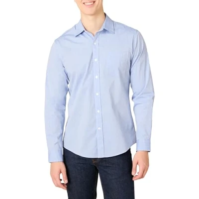 Afbeelding van Amazon Essentials Slim fit Poplin Shirt Knop, Frans Blauw, M