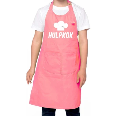 Afbeelding van Hulpkok Keukenschort kinderen/ kinder schort roze voor jongens en meisjes Feestschorten