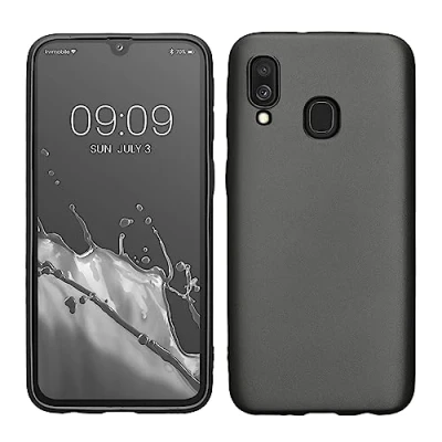Afbeelding van kwmobile telefoonhoesje compatibel met Samsung Galaxy A40 hoesje Zachte case voor smartphone Back cover in metallic grijs