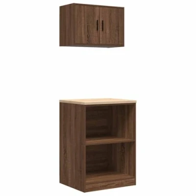 Afbeelding van vidaXL Garagekasten 2 st spaanplaat bruin eiken