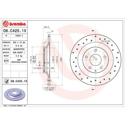 Afbeelding van Brembo Remschijven 08.C425.1X