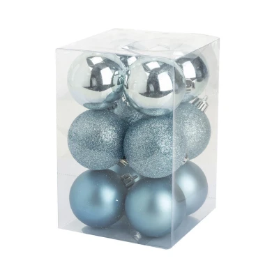 Afbeelding van Cosy &amp; Trendy Kerstballen 12 st ijsblauw mat glans glitter