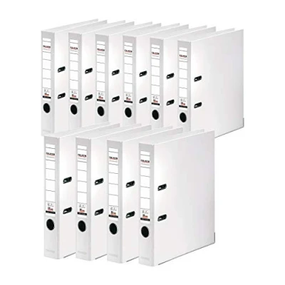 Afbeelding van Origineel Falken 10 stuks Chromocolor Premium Ordners. Made in Germany. kunststof kaft buiten en binnen 5 cm smal DIN A4 wit ringband dossiermap briefomslag kantoormap map