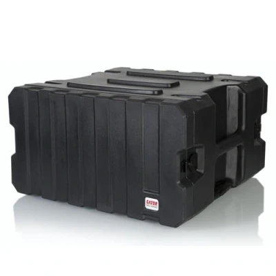 Afbeelding van Gator Cases Pro serie roterend gegoten 6U rollende rekkoffer met 19&quot; diepte, trekgreep en verzonken wielen; Made in USA (G PROR 19), zwart