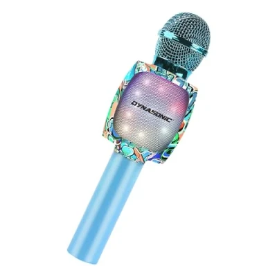Afbeelding van DYNASONIC Bluetooth Karaoke Microfoon met LED lampjes, Kinderspeelgoed, Draadloze Draagbare voor Kinderen, Originele Geschenken Meisjes (DM 05 Blauw)