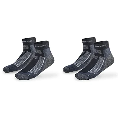 Afbeelding van Black Crevice Merino wandelsokken voor dames en heren, trekkingsokken in verschillende kleuren maten, met versterkte tenen hiel, geurremmend ademend, 2 paar, kort, zwart/wit, 43 46 EU