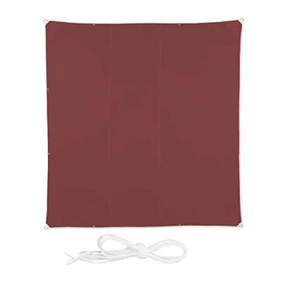 Afbeelding van Relaxdays Bordeaux schaduwdoek vierkant zonwering met ringen voor buiten zonnezeil 4 x m