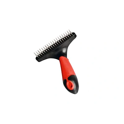 Afbeelding van Karlie Ondervacht hark, hondenkammen, rubber, rood/zwart, 15,5 x 8,5 5,5 cm